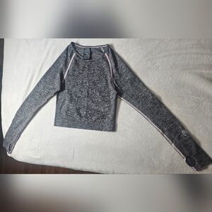 Pink Victoria Secret Seamless Crop Top Gray Long Sleeve Active Wear